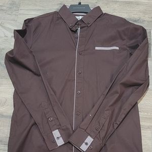 Large, Brown, Dress Shirt